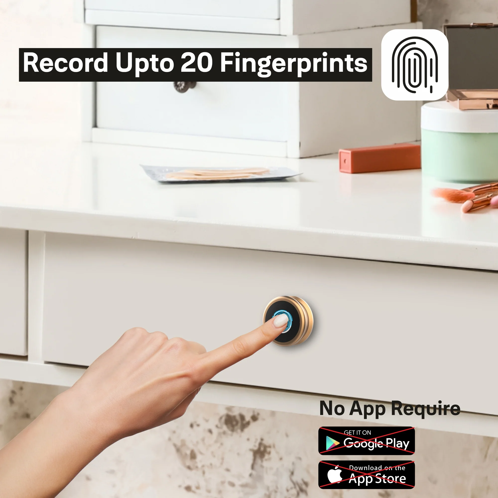 Yale YLDRPC Biometric Smart Premium Wardrobe Lock (Rose Gold) - Image 4