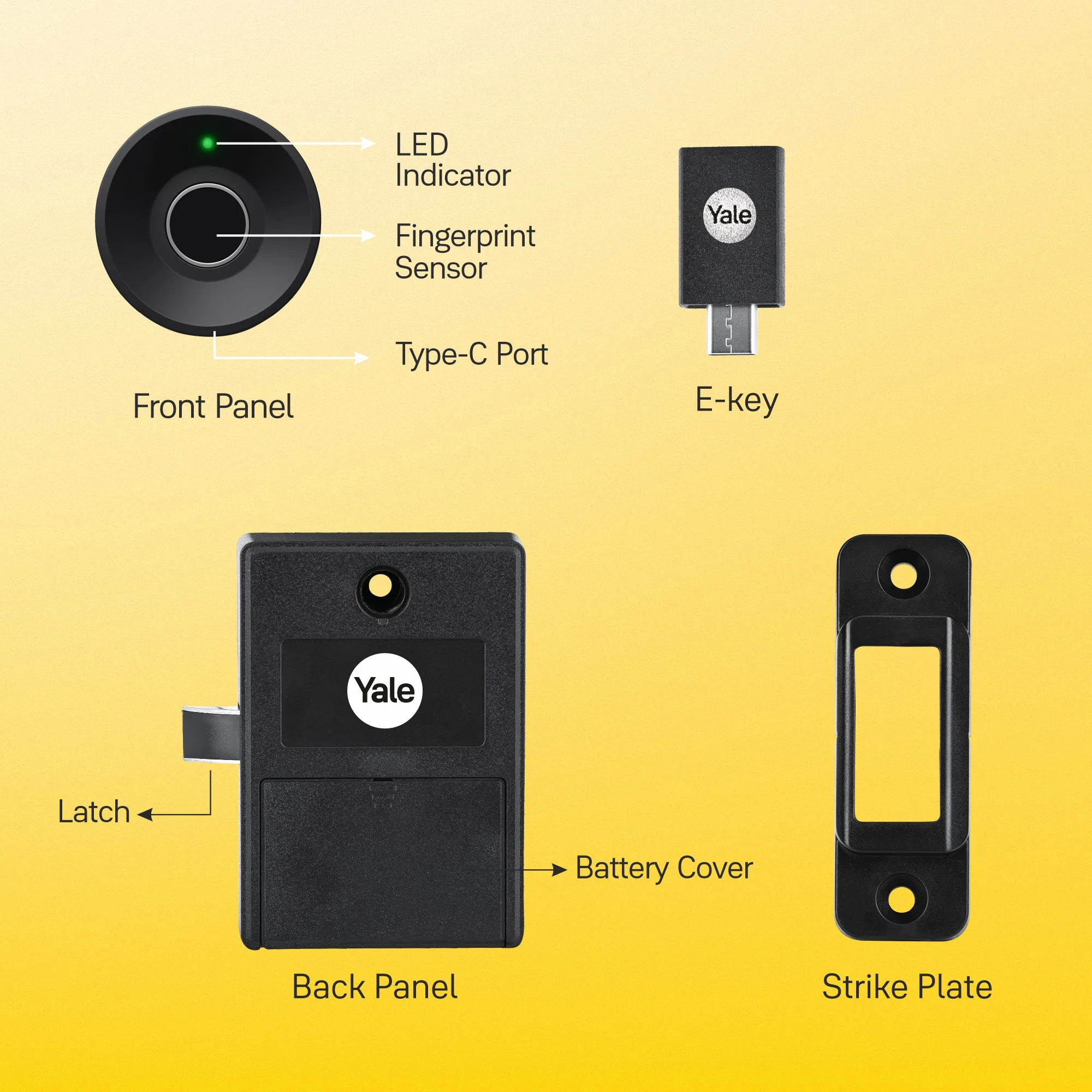 Yale YWLOL Wardrobe Digital Fingerprint Lock - (Black) - Image 10