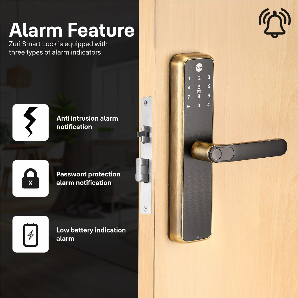 Yale Zuri S (Antique Bronze) Smart Lock with 5 way unlocking (Fingerprint, PIN, RFID, Manual Key) and Built-in Bluetooth (To Access through Home App) - Image 8