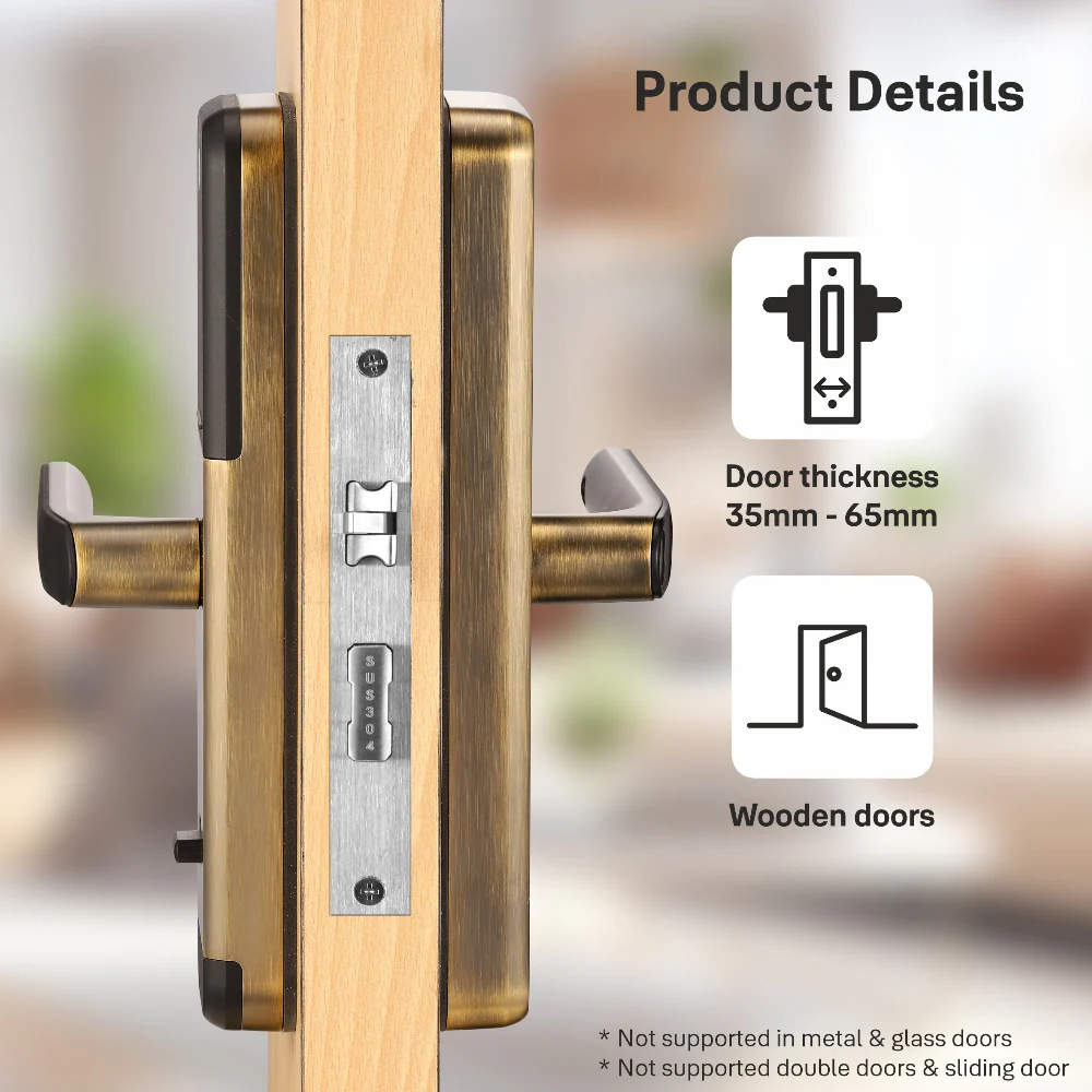 Yale Zuri S (Antique Bronze) Smart Lock with 5 way unlocking (Fingerprint, PIN, RFID, Manual Key) and Built-in Bluetooth (To Access through Home App) - Image 9