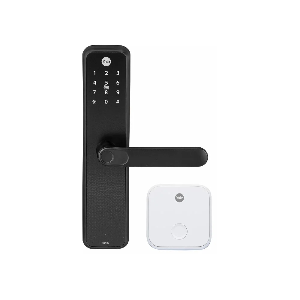 Yale Zuri S (Black) Smart Lock with 5 way unlocking (Fingerprint, PIN, RFID, Manual Key and Built-in Bluetooth to Access through Home App) Included Connect Wifi Bridge