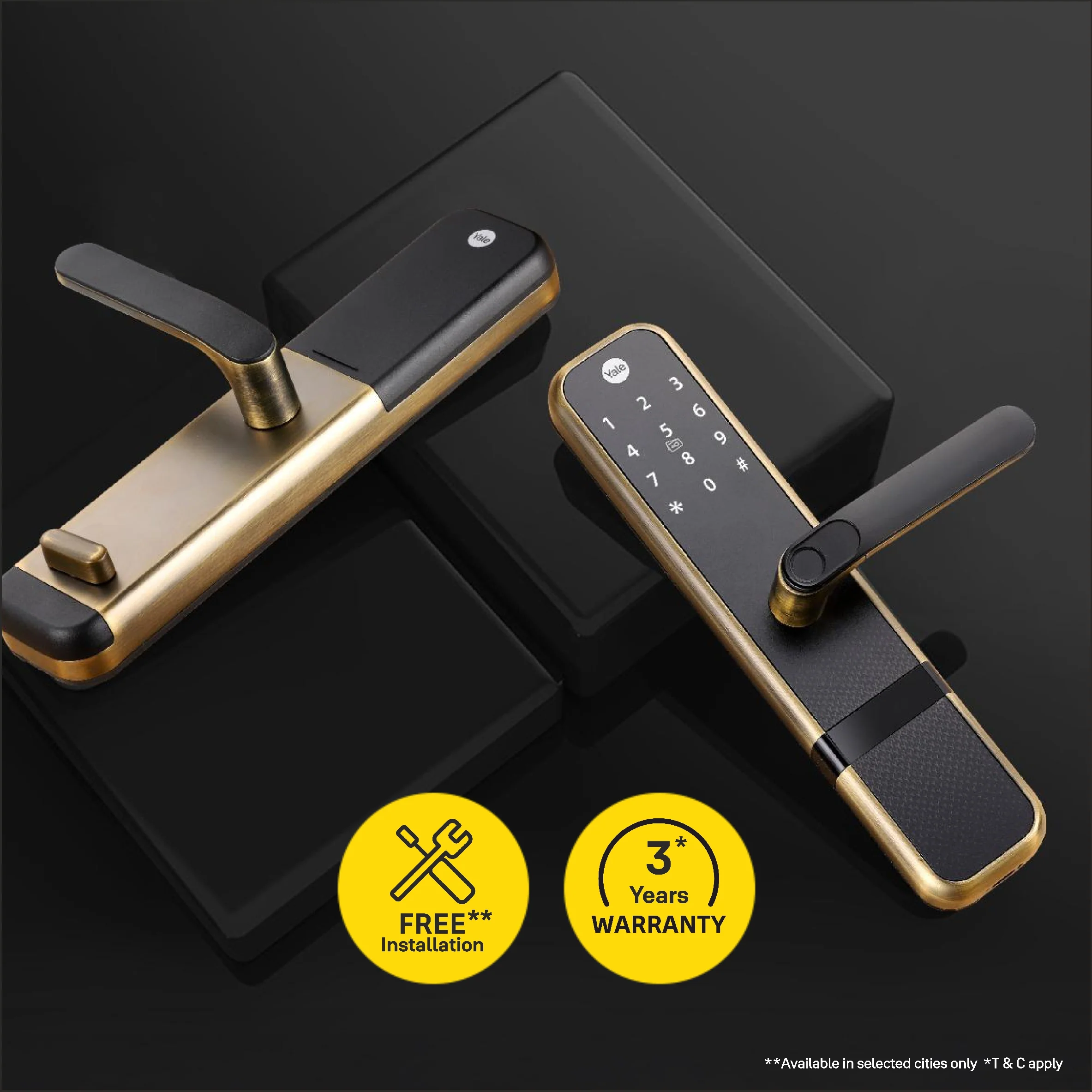 Special Bundle offer Yale Zuri Smart Lock (Antique Bronze) with YWLOL Digital Wardrobe Lock (Black) - Image 2
