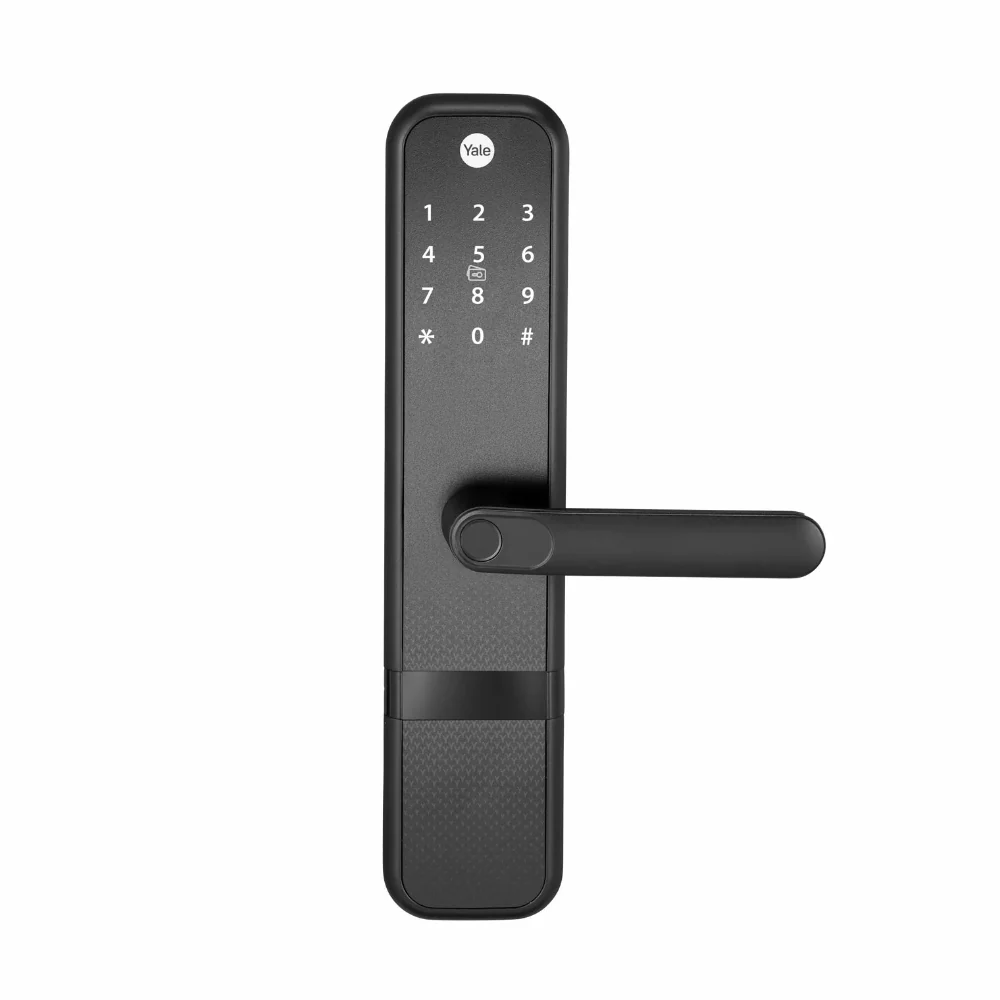 Yale Zuri Smart Lock (Black) with 5 way unlocking (Fingerprint, PIN, RFID, Manual Key) and Built-in Bluetooth (To Access through Home App)