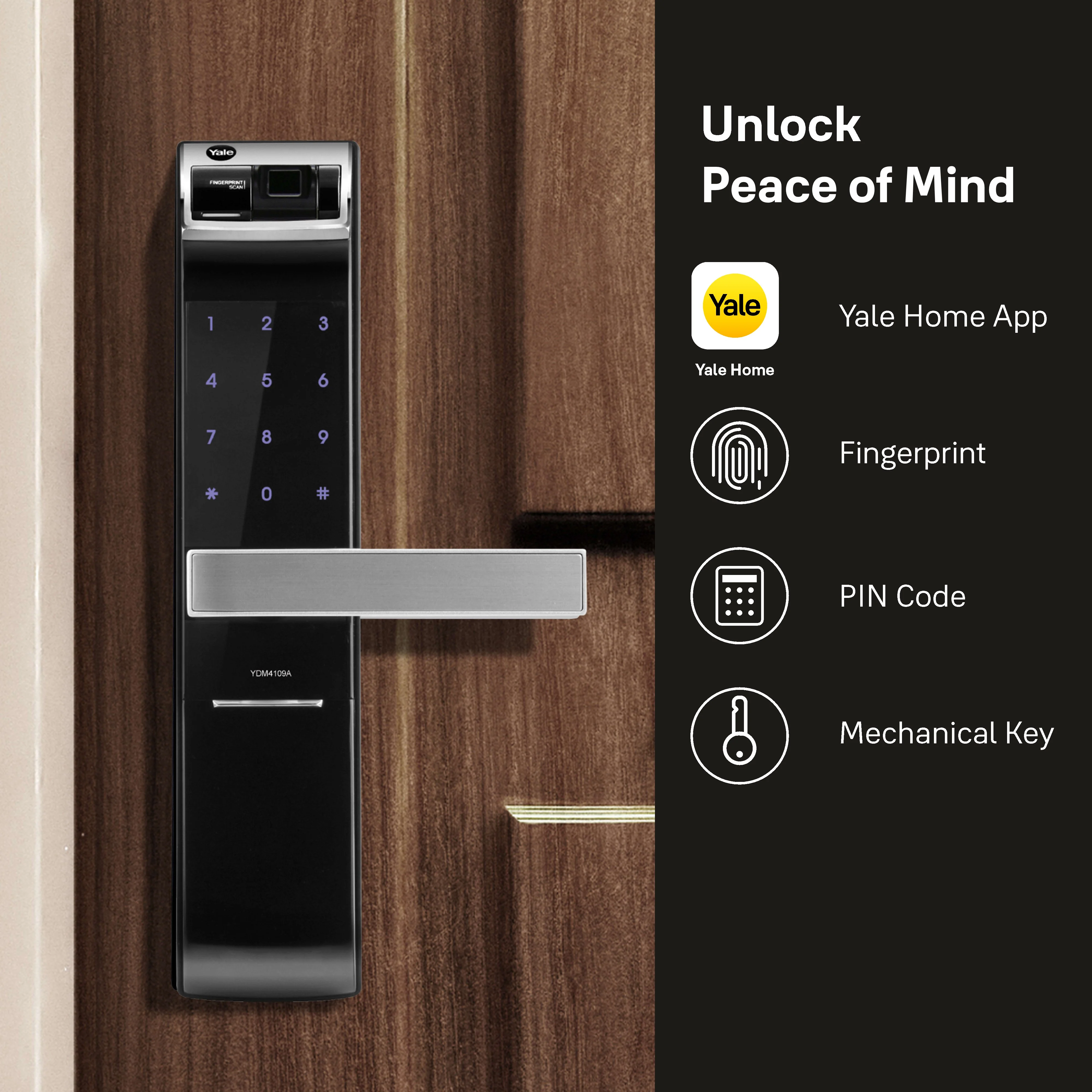 YDM 4109- A Series, Biometric Smart Lock, Black - Image 3