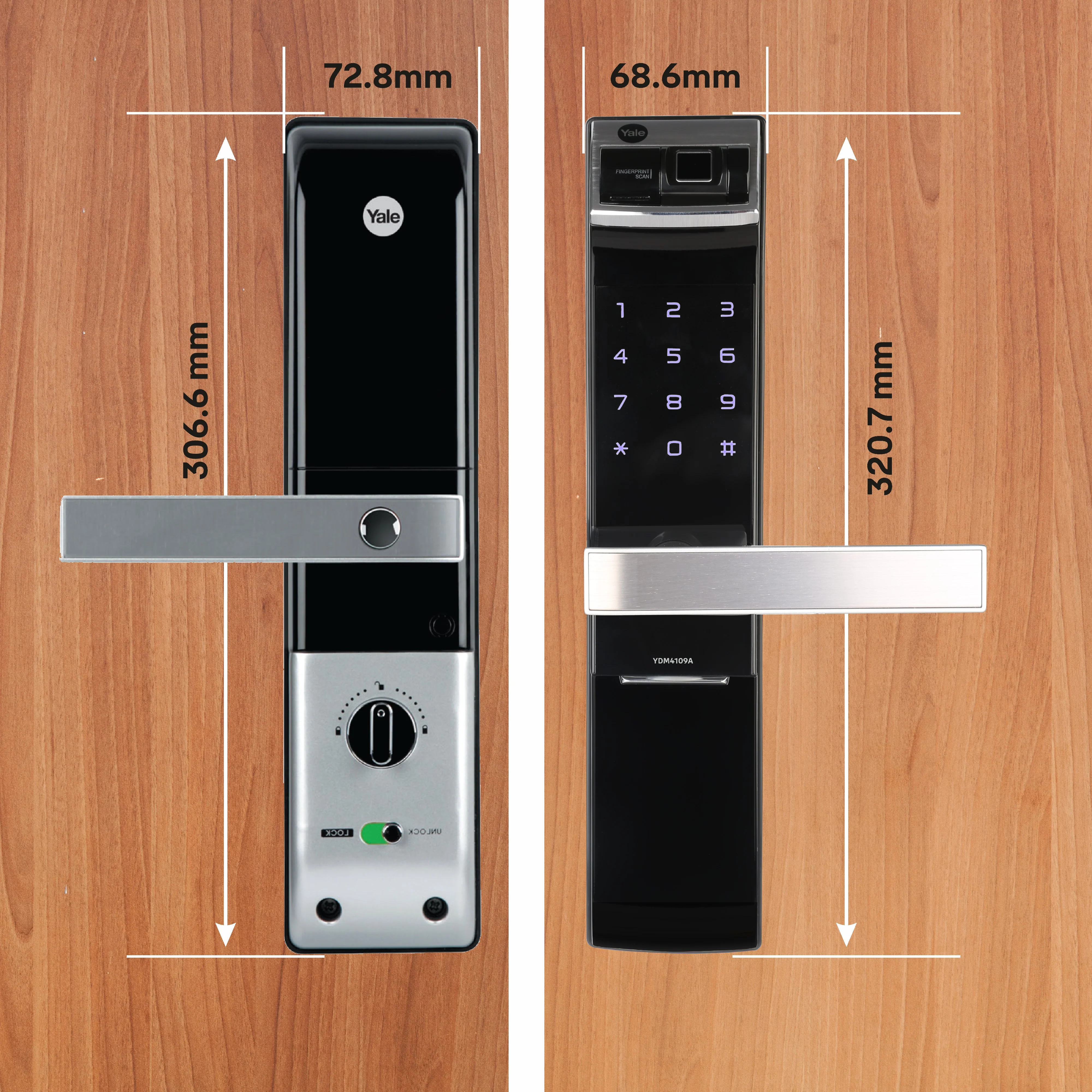 YDM 4109- A Series, Biometric Smart Lock, Black - Image 5