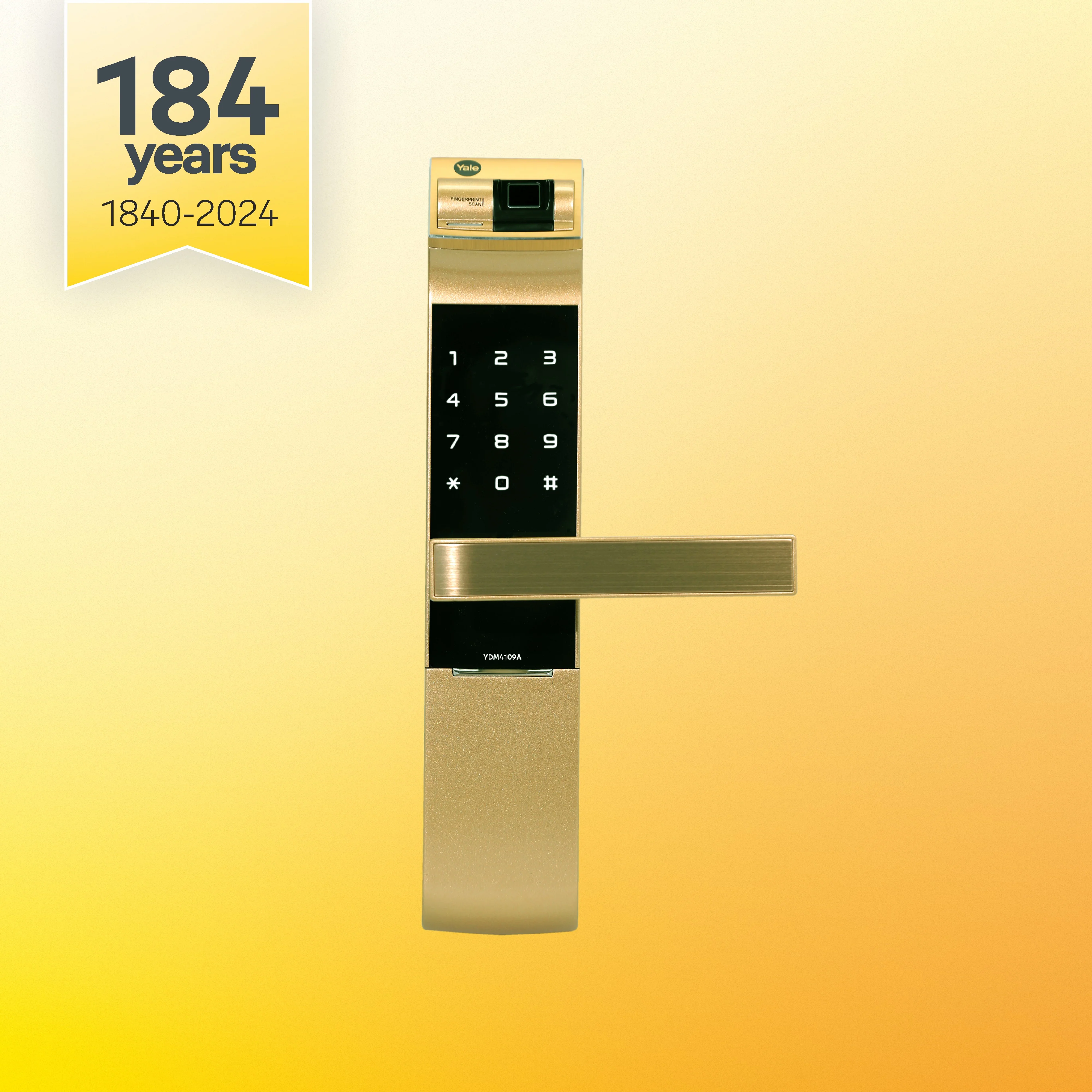 YDM 4109- A Series, Biometric Smart Lock, Gold - Image 2
