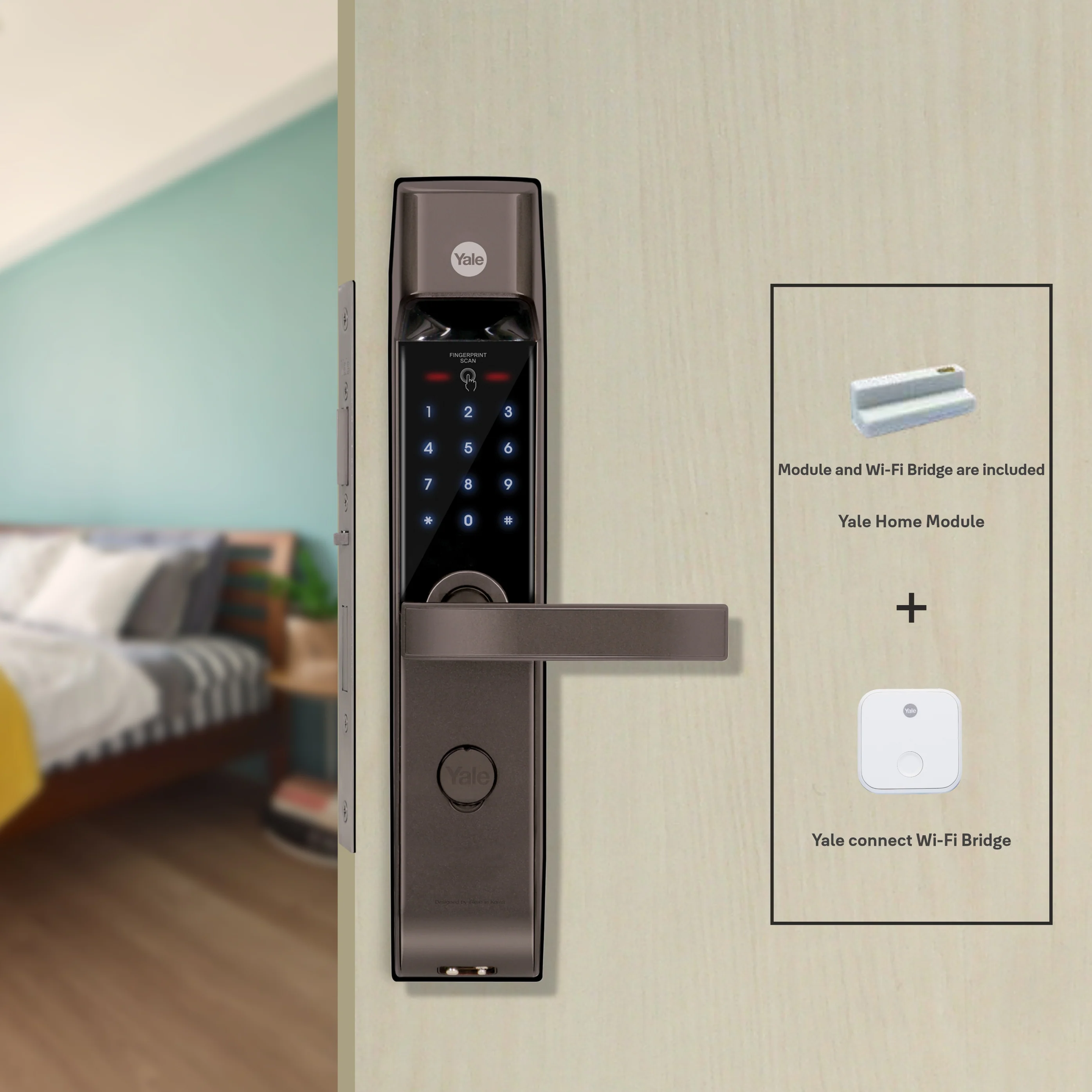YDM 4115 -A Series( with Bluetooth & Wifi Bridge) Smart Lock, Brown with Fingerprint, PIN, manual key and Yale Home App With Bluetooth Module and Wifi Connect Bridge - Image 3