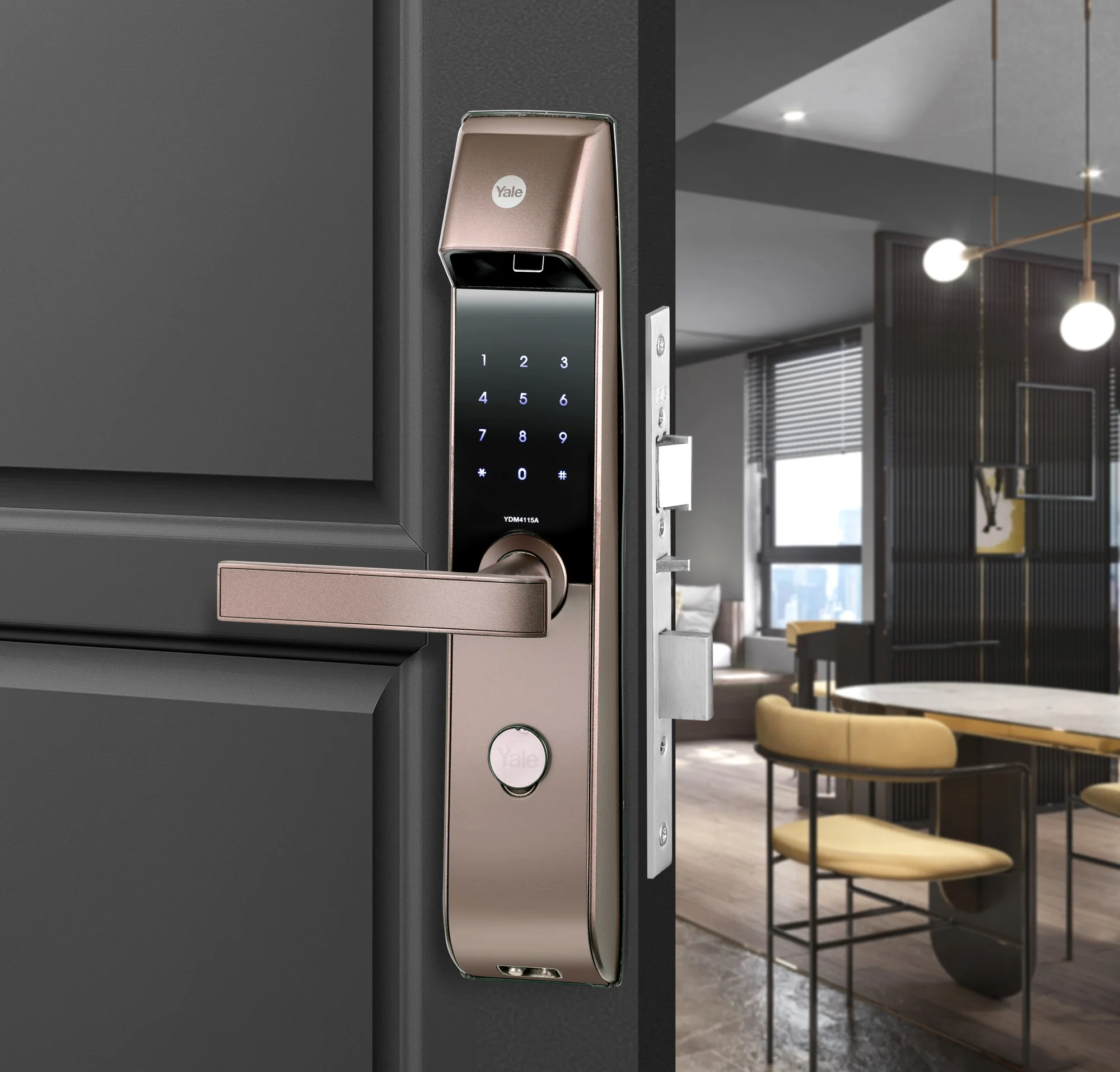 YDM 4115 -A Series, Biometric Smart Lock, Brown with Fingerprint, PIN, manual key and Yale Home App - Image 2