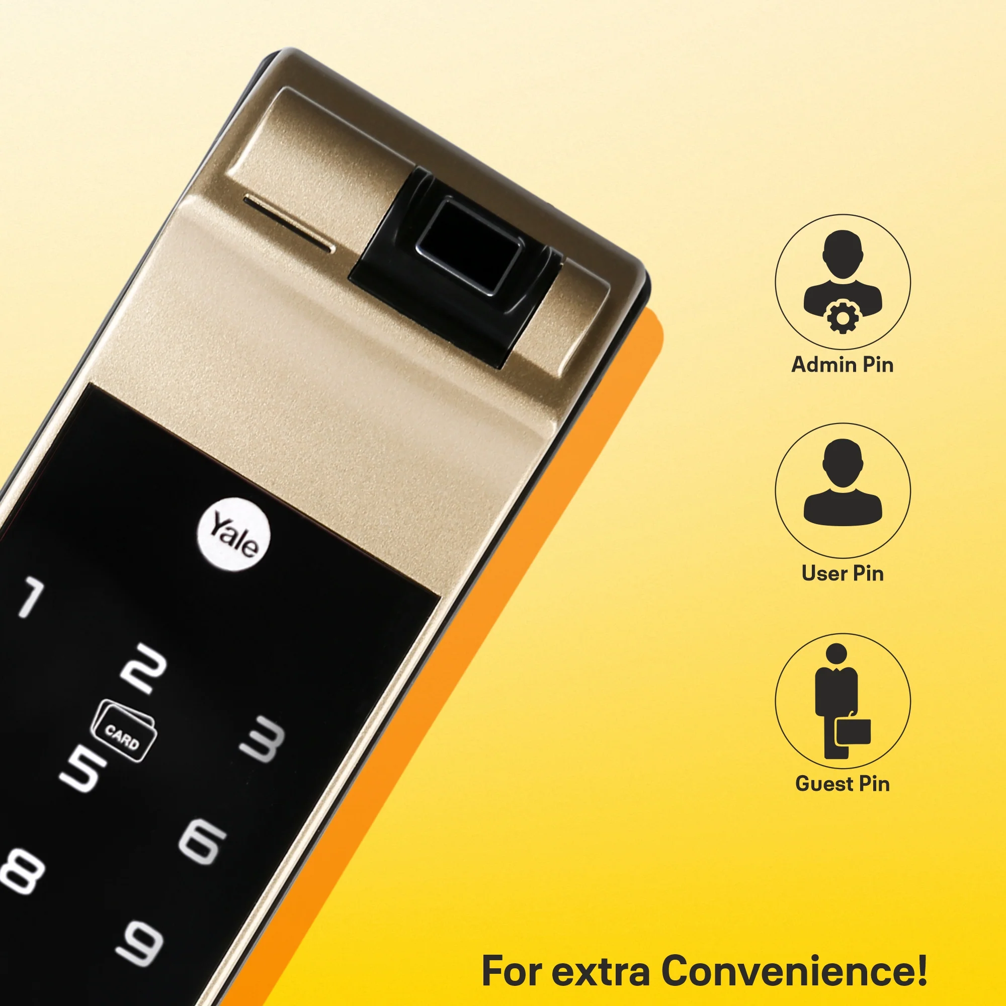 YDM 7116A Smart Lock, Champagne Gold with Fingerprint, PIN Code, RFID Card, Mechanical Key, Bluetooth module, Works with Yale Home App - Image 11
