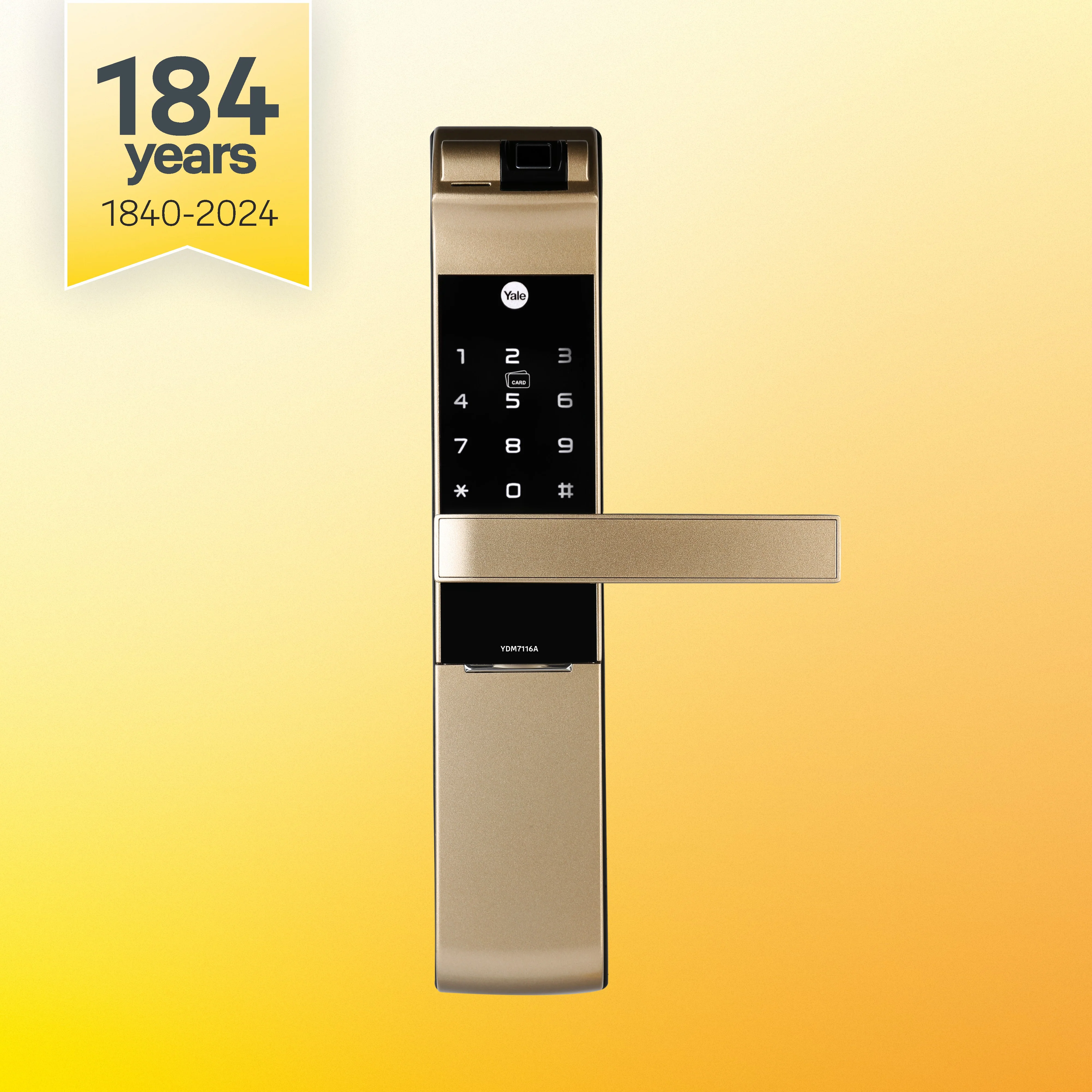 YDM 7116A Smart Lock, Champagne Gold with Fingerprint, PIN Code, RFID Card, Mechanical Key, Bluetooth module, Works with Yale Home App - Image 2