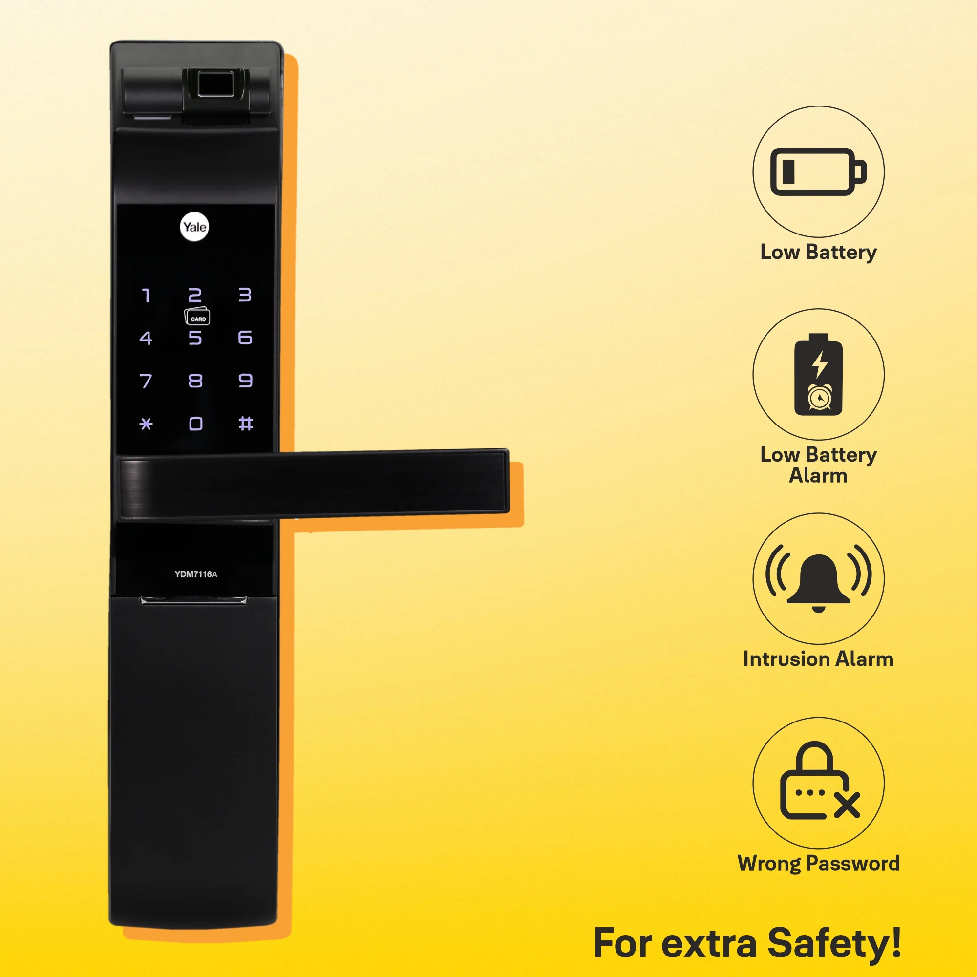 YDM 7116A Smart Lock, Matt Black with Fingerprint, PIN Code, RFID Card, Mechanical Key, Bluetooth module, Works with Yale Home App - Image 10
