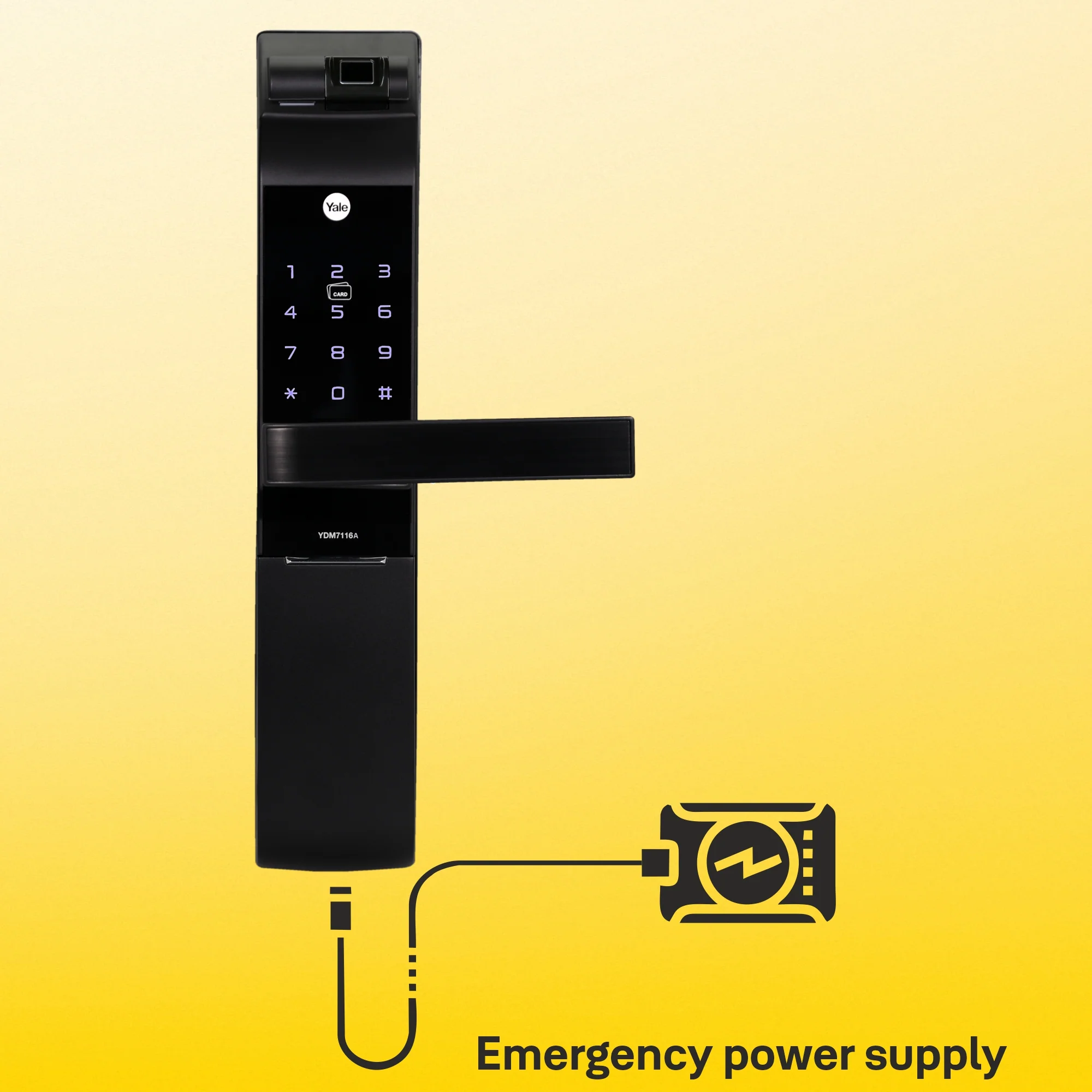 YDM 7116A Smart Lock, Matt Black with Fingerprint, PIN Code, RFID Card, Mechanical Key, Bluetooth module, Works with Yale Home App - Image 11