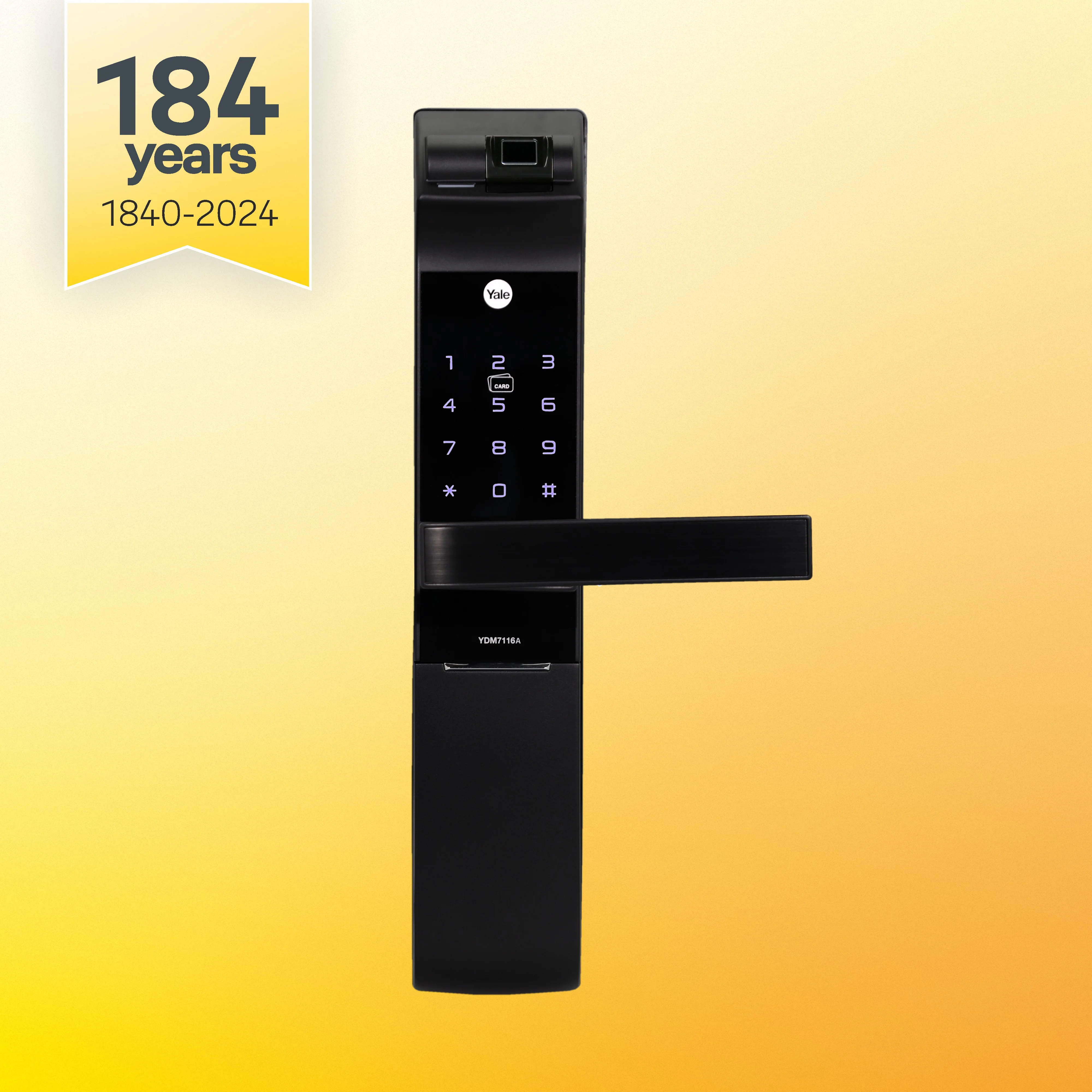 YDM 7116A Smart Lock, Matt Black with Fingerprint, PIN Code, RFID Card, Mechanical Key, Bluetooth module, Works with Yale Home App - Image 2