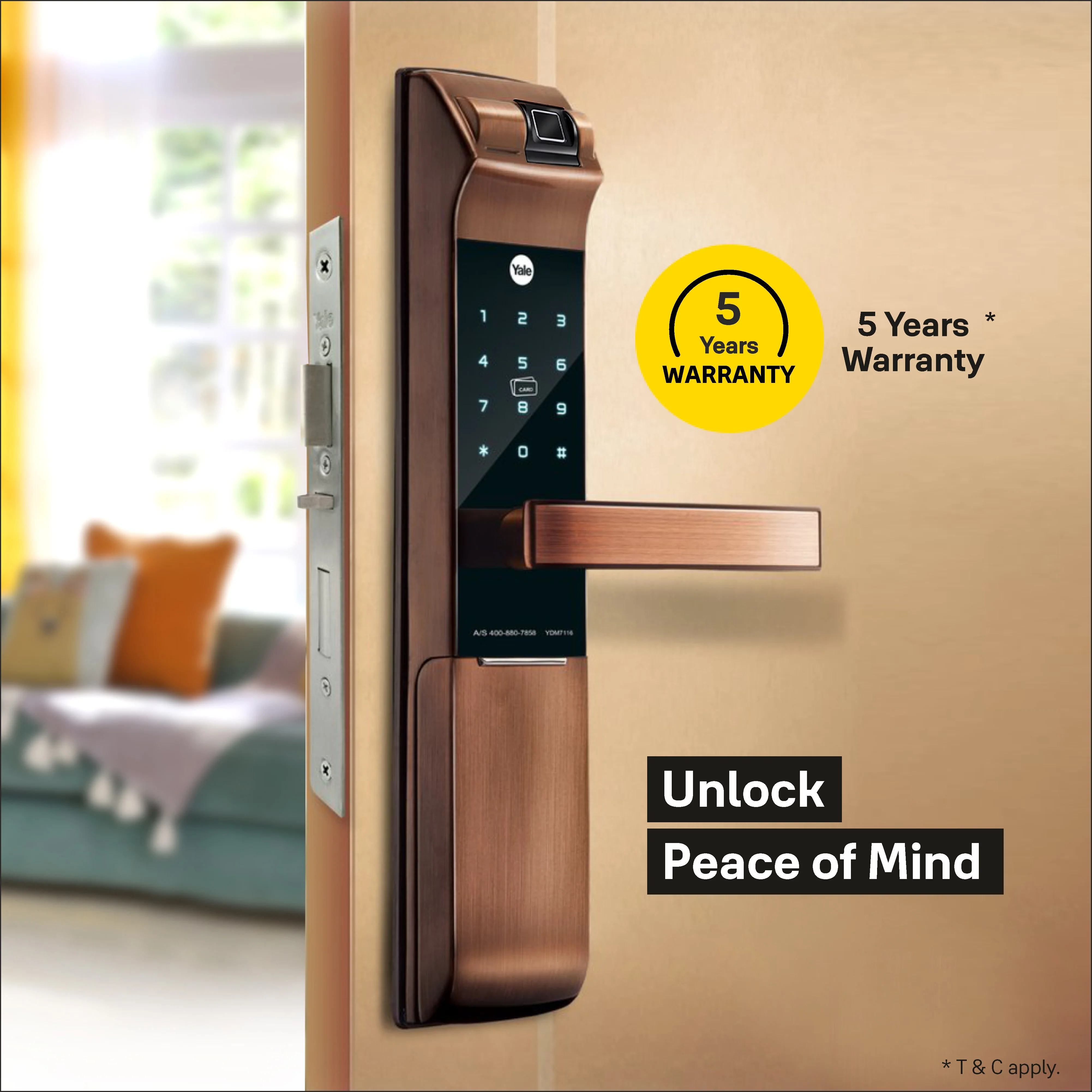 YDM 7116A Smart Lock, Red Bronze YDM 7116A Smart Lock with Fingerprint, PIN Code, RFID Card, Mechanical Key, Bluetooth module, Works with Yale Home App - Image 3