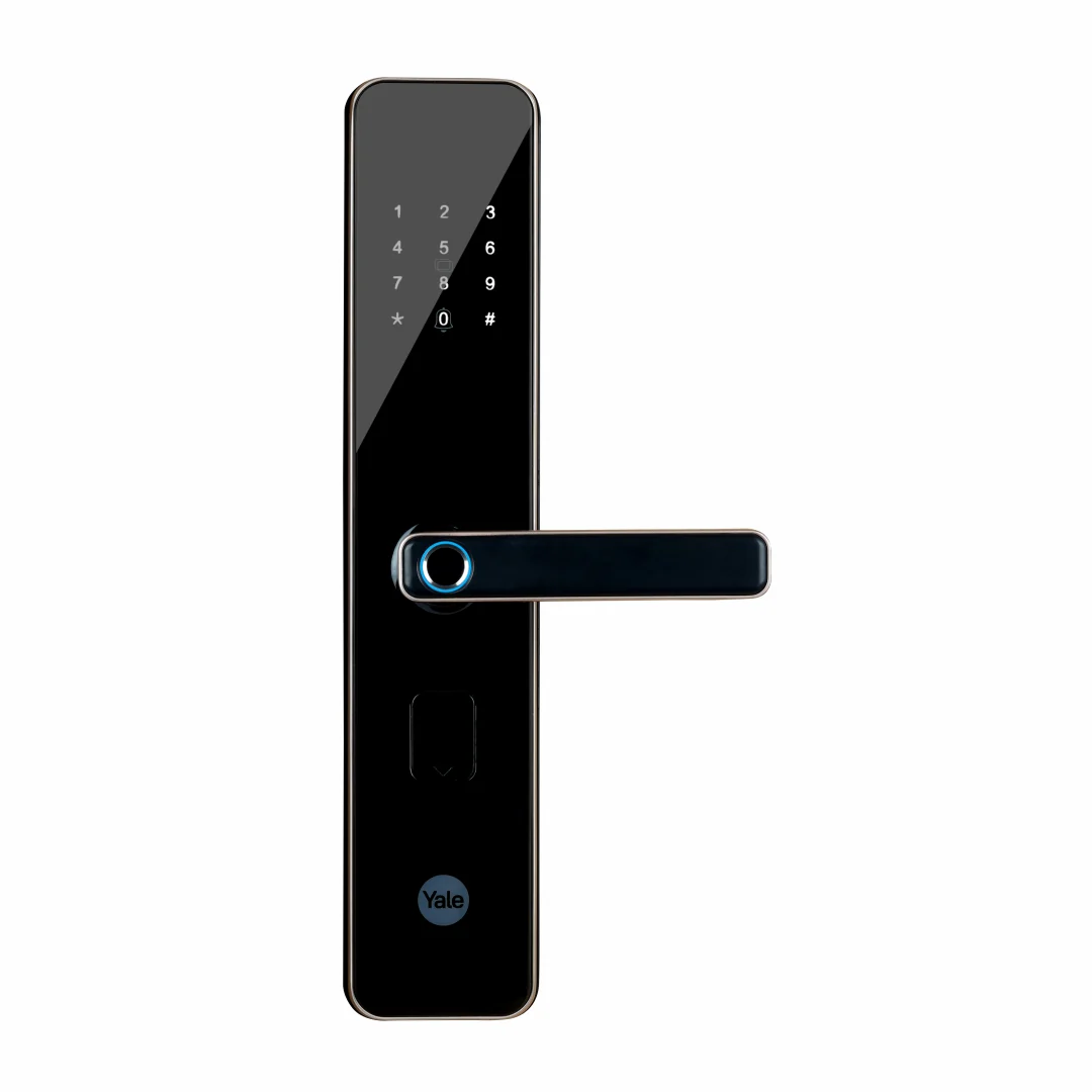 YDME 200 NxT Digital Door Lock with fingerprint, PIN, Manual Keys, RFID Card - Gold