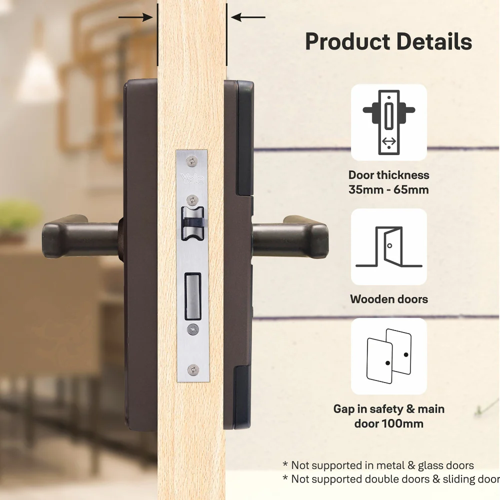 YDME50NxT (Brown) Smart Door Lock, Fingerprint, PIN, RFID, Manual Key Access (Brown color body) - Image 7