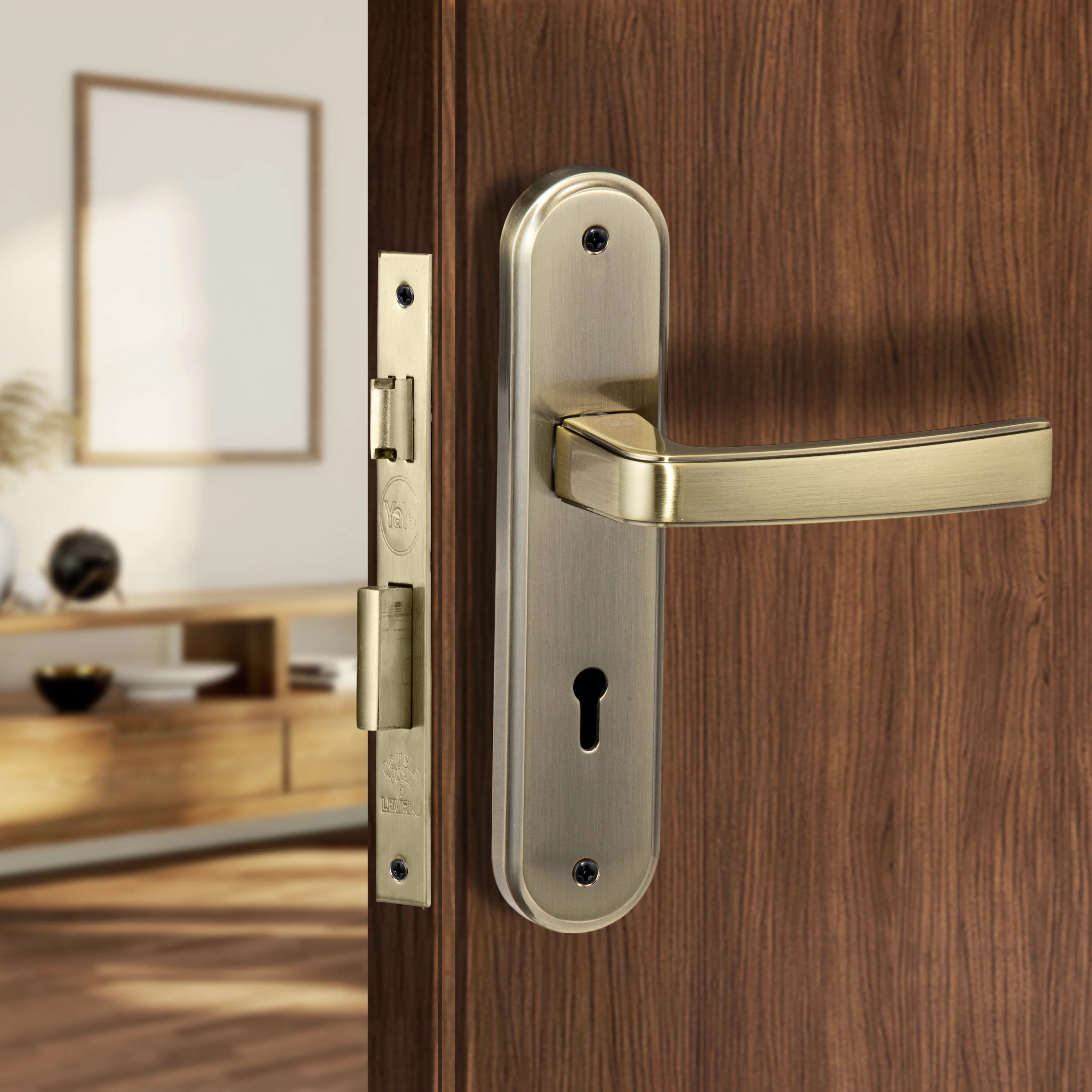 YECM-415-6L-AB Key-in-Lever Handle set with key-in lever double strike lockbody Antique Bronze