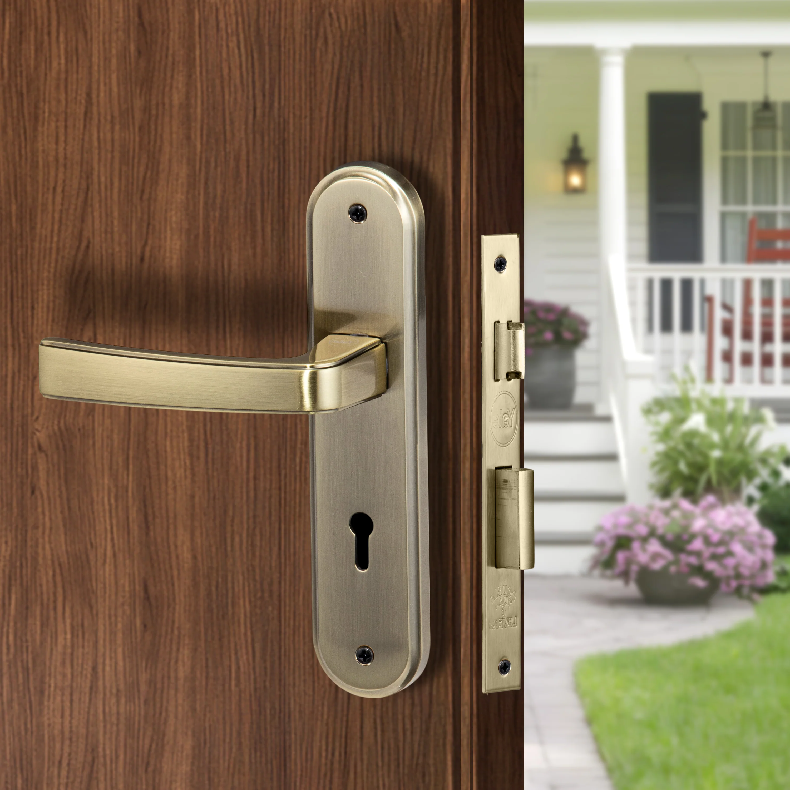 YECM-415-6L-AB Key-in-Lever Handle set with key-in lever double strike lockbody Antique Bronze - Image 3