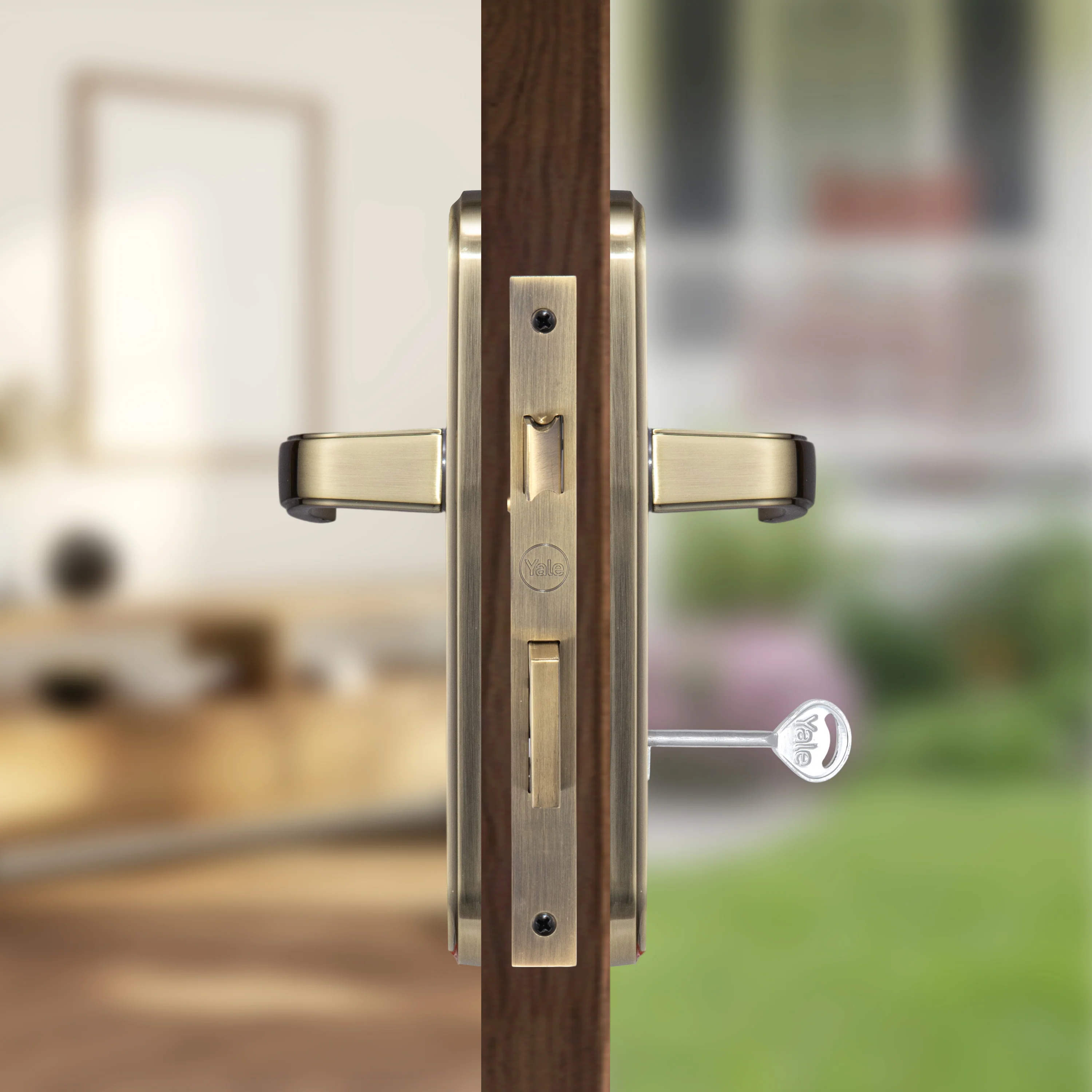 YECM-415-6L-AB Key-in-Lever Handle set with key-in lever double strike lockbody Antique Bronze - Image 4