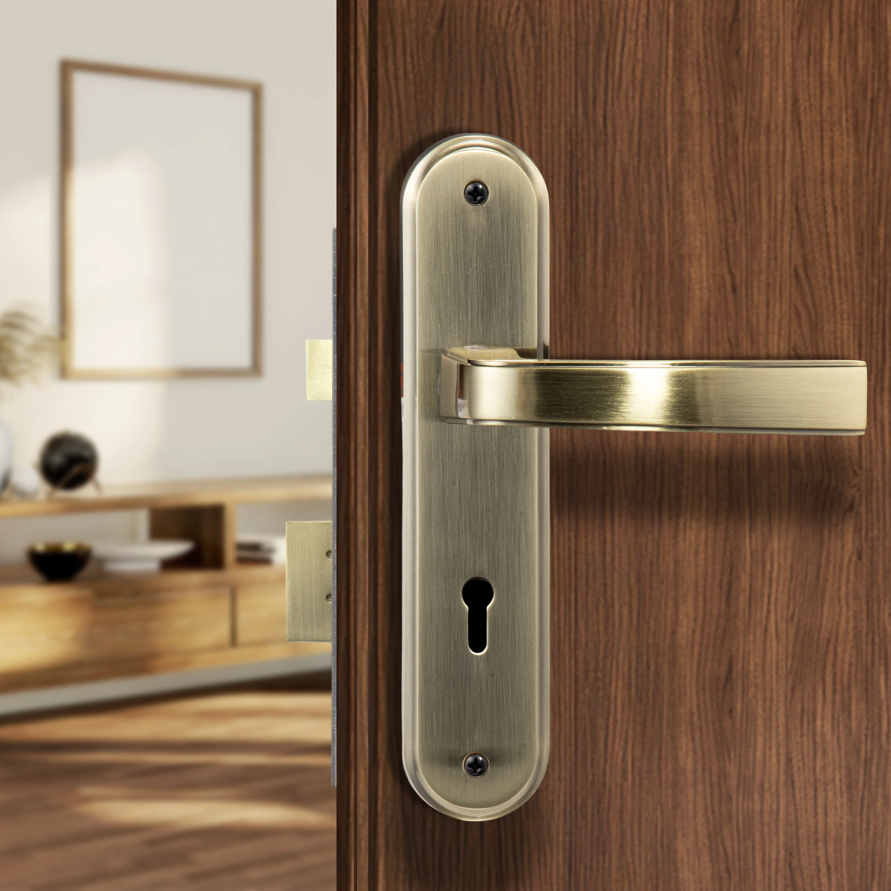 YECM-415-6L-AB Key-in-Lever Handle set with key-in lever double strike lockbody Antique Bronze - Image 5