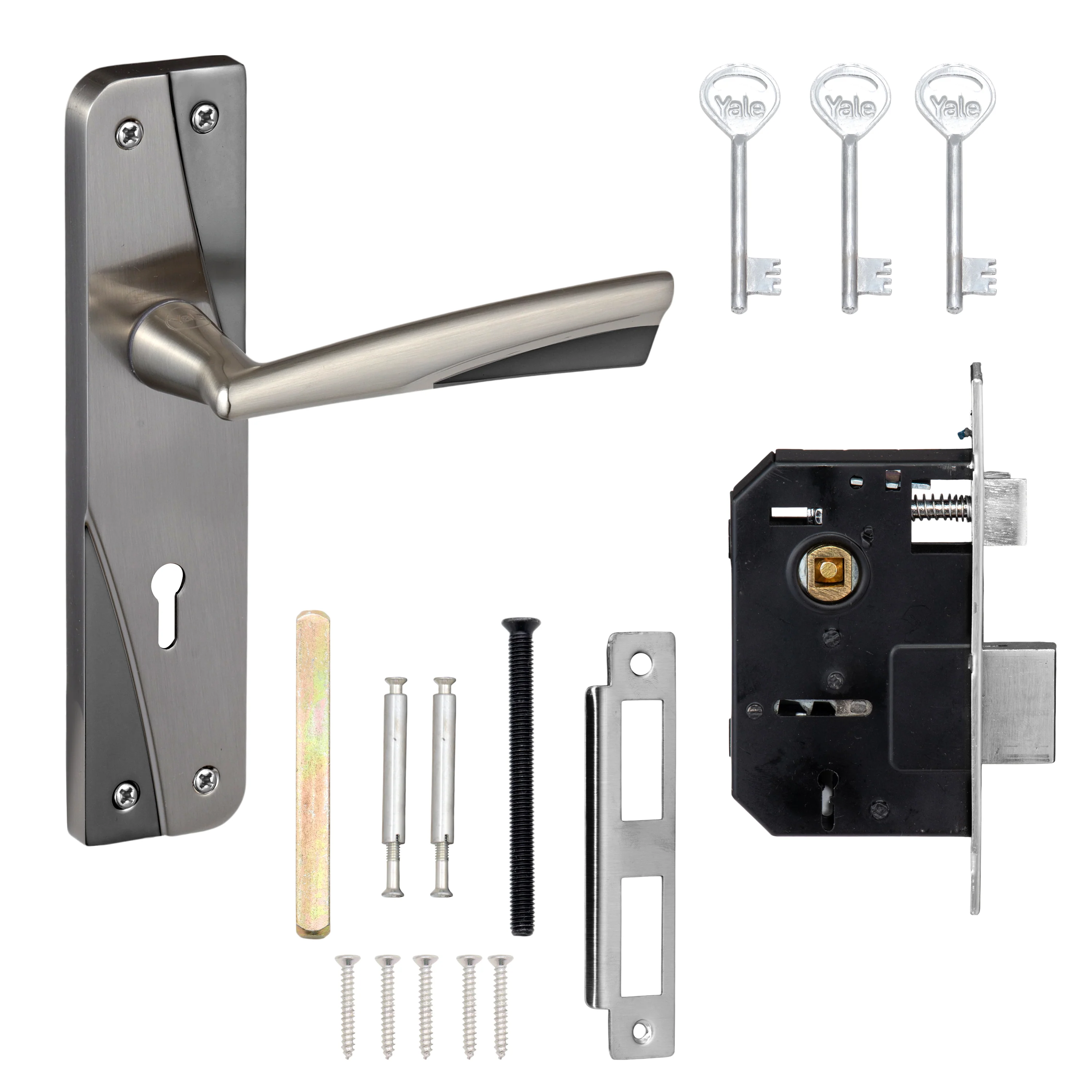 YECM-432-6L-SS Key-in-Lever Handle set with key-in lever double strike lockbody Satin Steel - Image 7