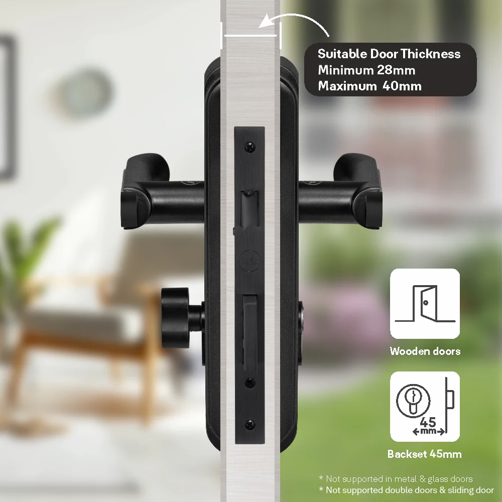 YECM-603-8P-TT-BM Mortise Door Handle set with lock body and Key cylinder with regular keys (3nos.), Black Matt Dual Tone Finish - Image 8