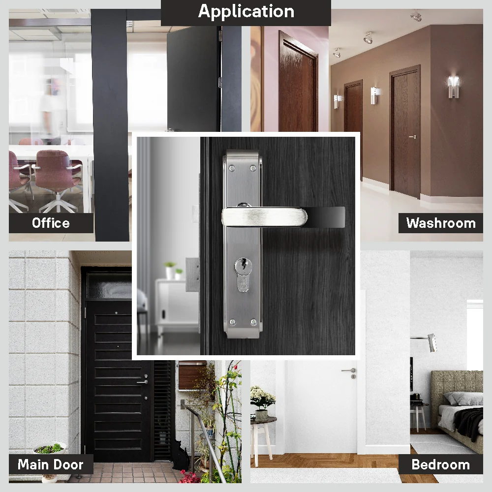 YECM-603-8P-TT-SS/CP Mortise Door Handle set with lock body and Key cylinder with regular keys (3nos.), Satin Steel Dual Tone - Image 8