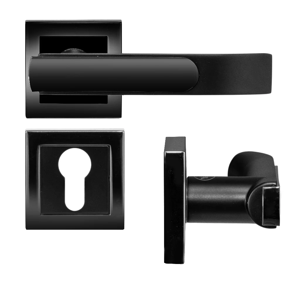 YECM-603-OR-TT-BM Mortise Door Handle Lock Set with Rose and Escutcheons, Cylinder with Knob inside and keys Outside, Black Matt Dual Tone - Image 10