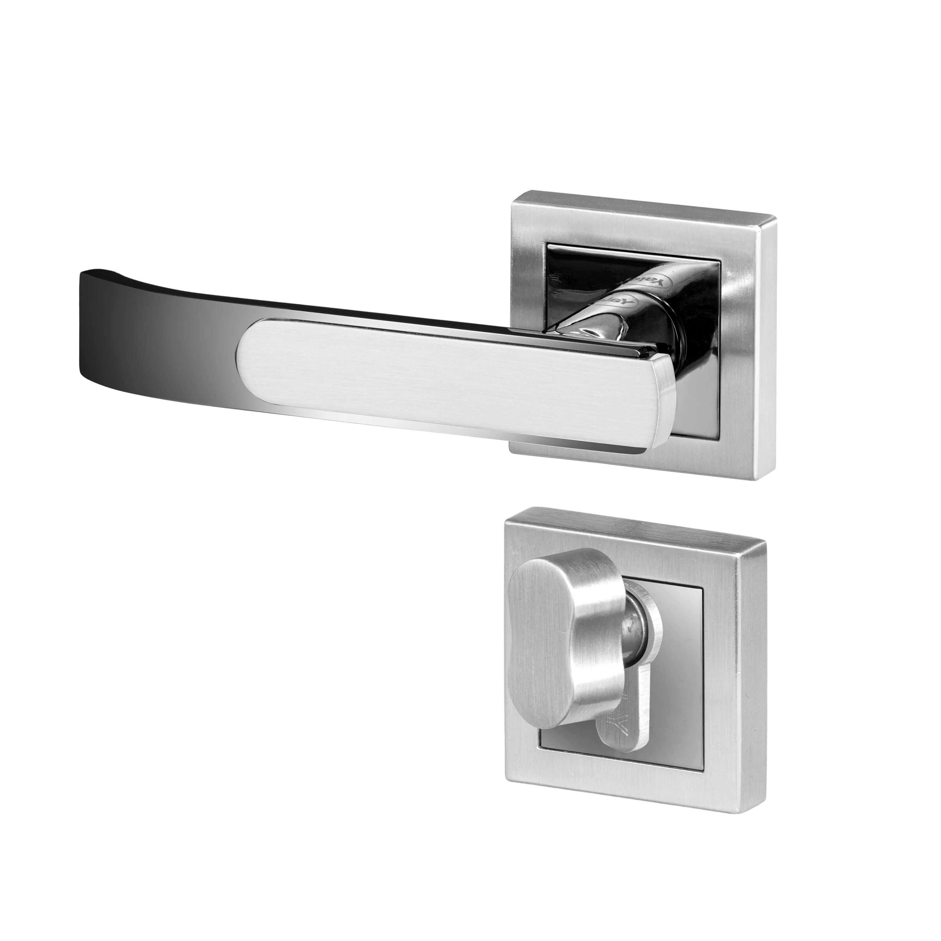 YECM-603-OR-TT-SS/CP Mortise Door Handle Lock Set with Rose and Escutcheons, Cylinder with Knob inside and keys Outside, Satin Steel Dual Tone - Image 8