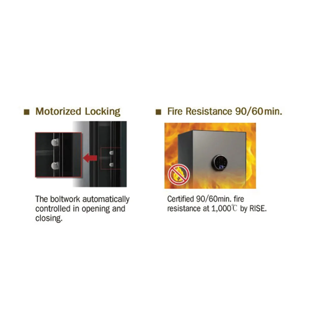 YFF/520/FG2 Biometric Safe Locker, 60 Min Fire Resistance, Black, 37 Litre - Image 4
