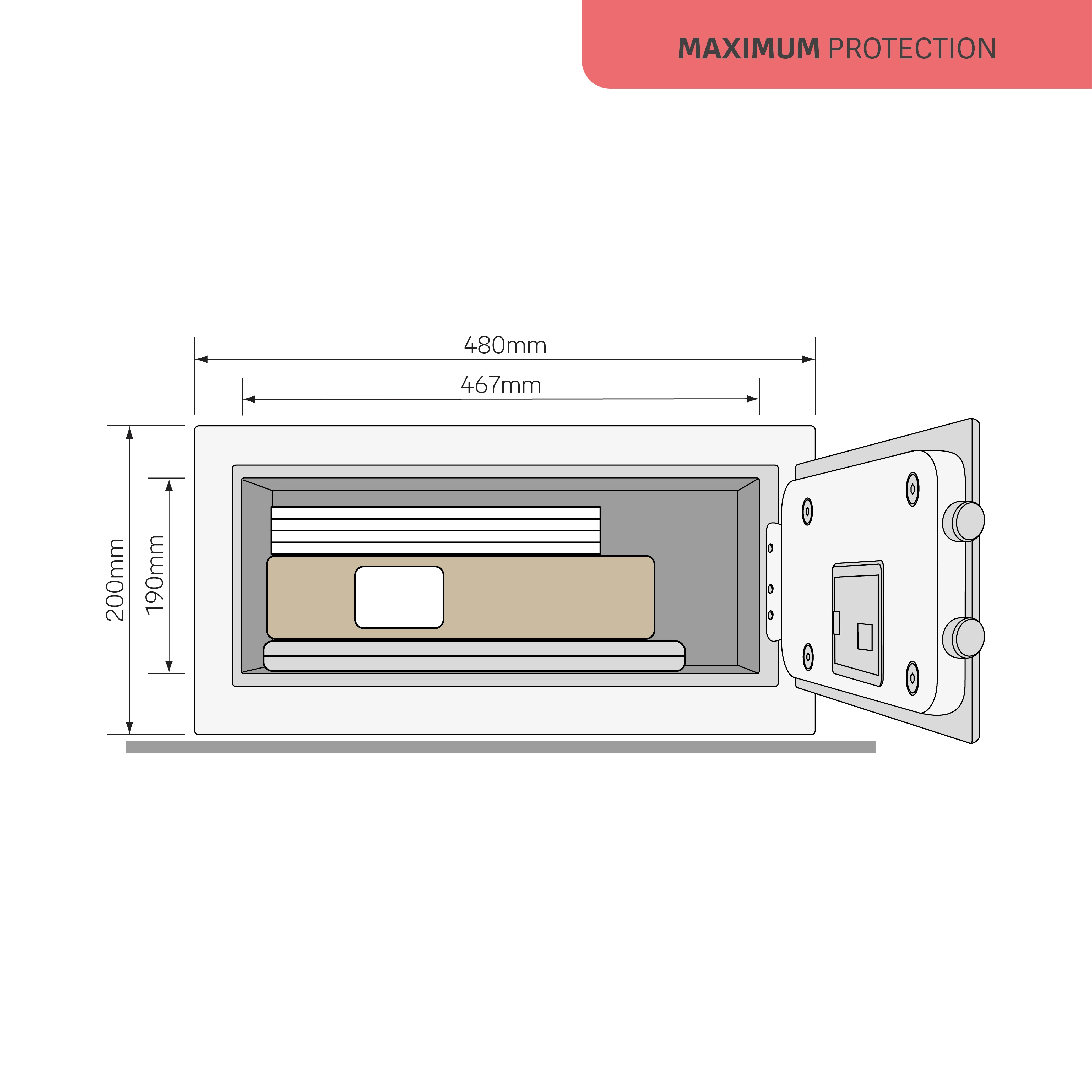 YLFM/200/EG1 Maximum Security Laptop Digital Locker with Fingerprint and Pin Access - Grey - Image 9