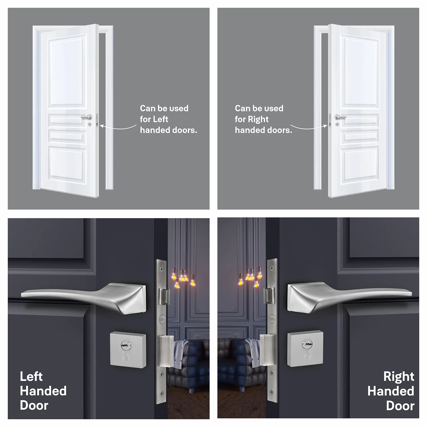 YMEL 702-SS Yale Mortise Lock and handle Comboset with Rose and Escutcheons, Key Cylinder with Knob inside and keys Outside, SS Finish - Image 6