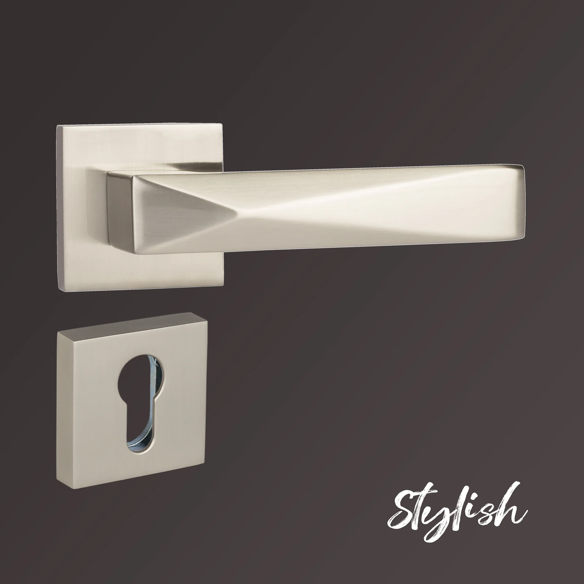 YPBL-807-Solid Brass Premium Lever Handle, Without Lock and key cylinder (Satin Steel - Image 3