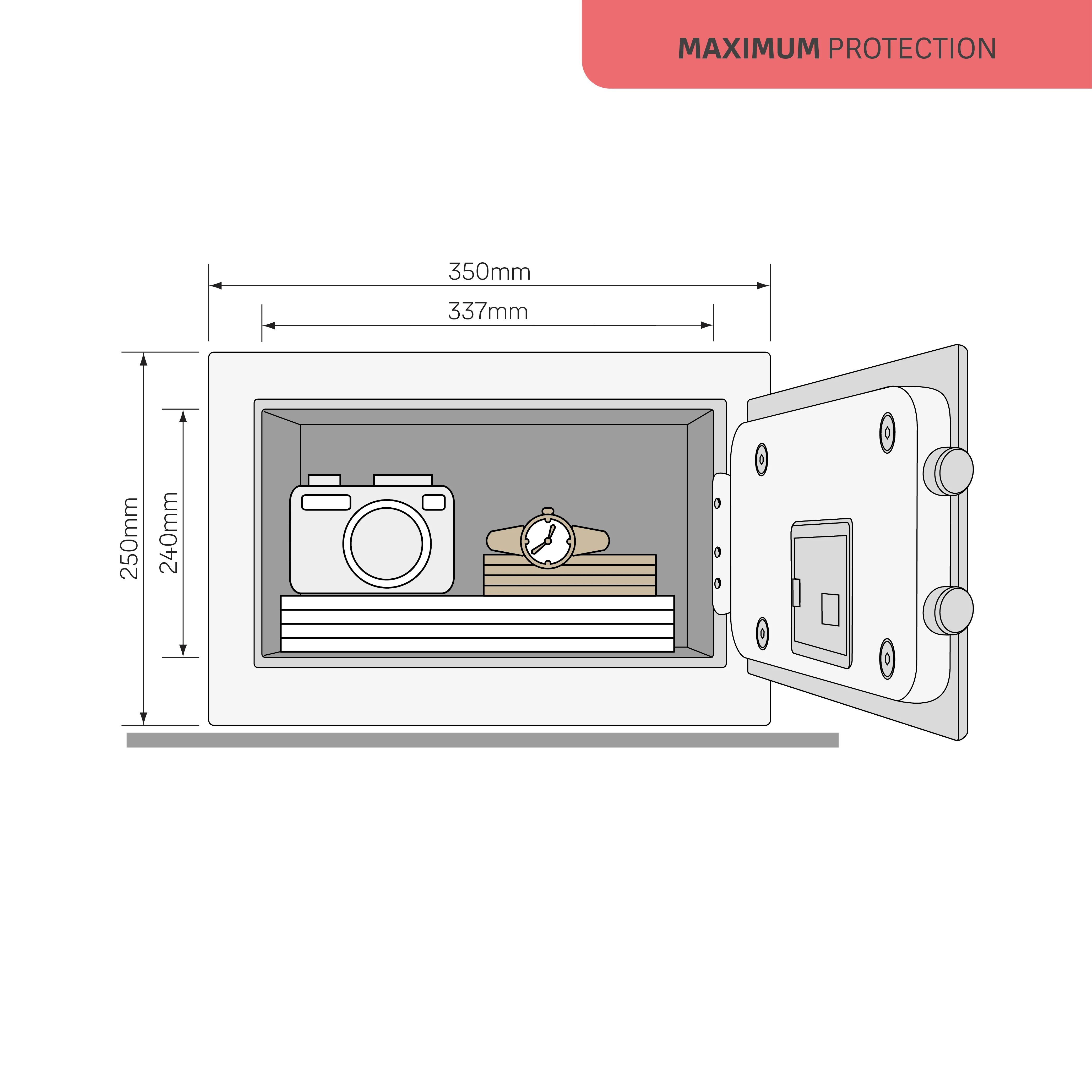YSFM/250/EG1 Maximum Security Digital Locker with Fingerprint and Pin Access - Grey - Image 12